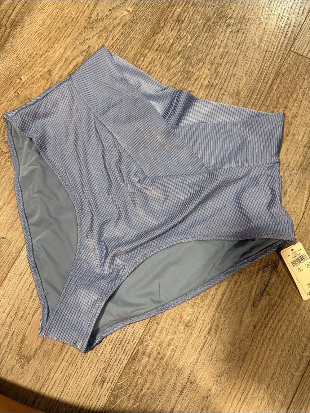 Aerie High-Waist Ribbed Bikini Bottoms - Light Blue